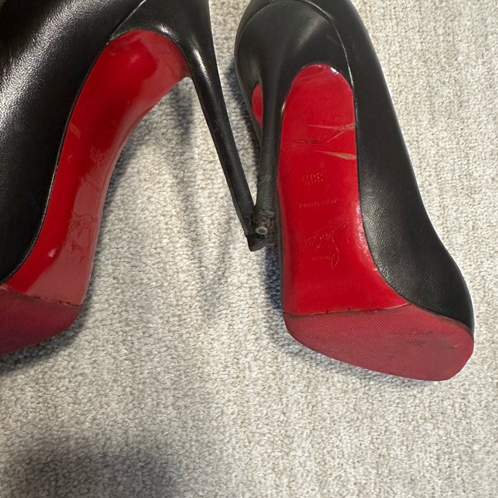 Black leather Christian louboutin pigalle 38.5. Worn, as pictured.